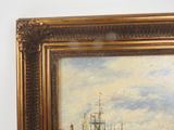 a picture of a painting of a ship in the water
