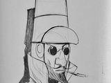 drawing of a man in a top hat with a cigarette in his mouth