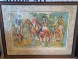 une photo d'un tableau représentant un groupe de personnes à cheval