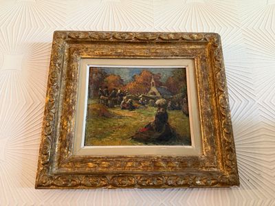 Huile sur panneau, Eglise en Bretagne, Dim.