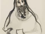 an image of a black and white drawing of a man with a beard