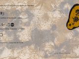 a picture of a yellow and black sign on a dirty wall