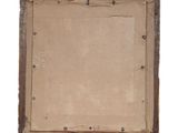an old picture frame with a piece of paper taped to it