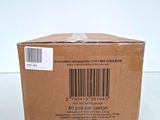 an empty box with a barcode on it sitting on a table