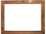 an old wooden picture frame with a white background