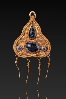 Pendentif Byzantin EN OR Fin Avec Grenats ET Cabochons DE VE…