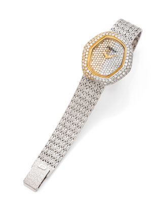 a lady ' s diamond set wristwatch, by cartier