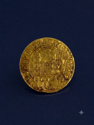 l'image d'une pièce d'or sur un fond bleu