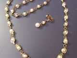 pearl and gold necklace and earring set
