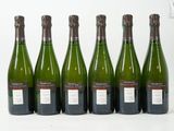 six bouteilles de vin sont alignées sur une surface blanche