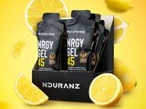 nurranz energy gels with lemon slices on a yellow background