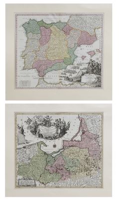 deux anciennes cartes de l'Espagne et du Portugal