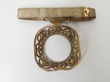 a picture of a gold brooch with a ring on it