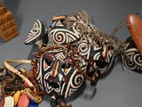 a close up of a fish made out of wood