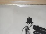 a drawing of a man with a top hat and a cane