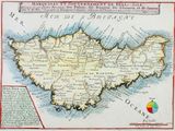 une vieille carte de l'île de Guernesey datant du milieu du XVIIIe siècle