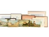 de nombreuses photos encadrées représentant différents types de bâtiments et d'édifices