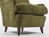 an image of a green chair with wooden legs and a green upholstered seat