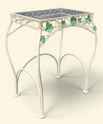 une petite table avec un plateau en verre sur fond blanc
