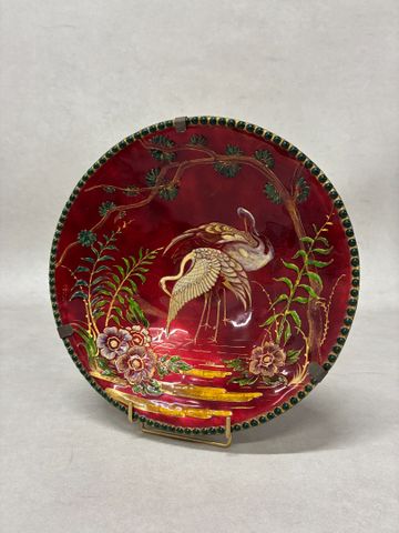 Émail de Limoges – Coupelle à décor asiatique. Signée R. BONHOMME