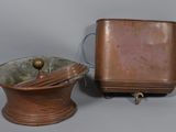 a small copper pot and a small copper bowl