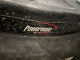 a close up of a motorcycle with a powermate logo on it