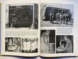 an open book with pictures of people working on a project