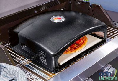 un four à pizza sur lequel est posée une pizza