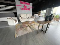 Canapé GIULIA 3 places tissu beige + Fauteuil simili et tiss…