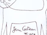 a drawing of a cat with a name on it