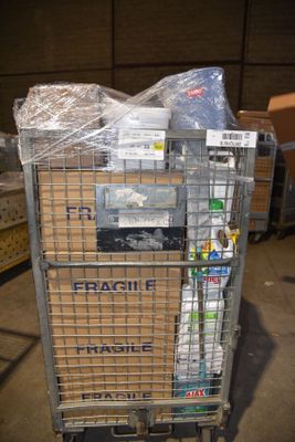 a cart that has a lot of items in it