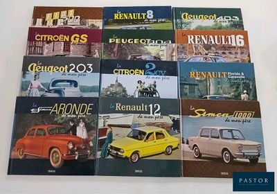 Plusieurs livres consacrés aux voitures anciennes sont empilés les uns sur les autres