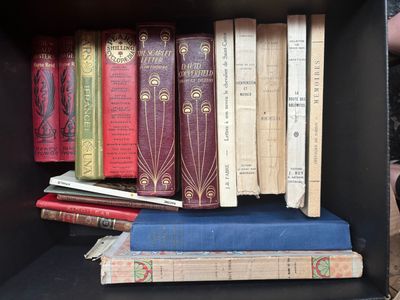de nombreux livres sur l'étagère dans la boîte noire