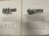 two pages of an old book with pictures of people riding horses