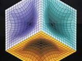 an image of a painting of two cubes with different colors