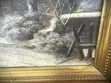 a picture of a painting of a snowy landscape