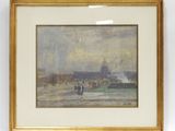 une image représentant un tableau où l'on voit des personnes se promener sur une plage