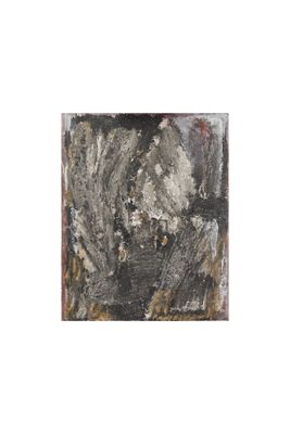 une peinture abstraite représentant une fleur en noir et blanc sur fond blanc