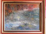 a painting that is hanging on a wall in a room