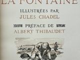 an old book with a picture of a man and a dog on it