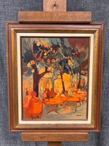 Éliane THIOLLIER (1926-1989) « Fête sous les arbres ». Huile sur ...