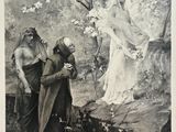 une vieille photo en noir et blanc montrant une femme en robe de mariée debout à côté d'un homme en robe de soirée