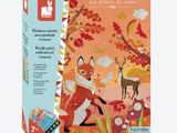La boîte à casse-tête est ornée d'une image représentant un renard et un cerf.
