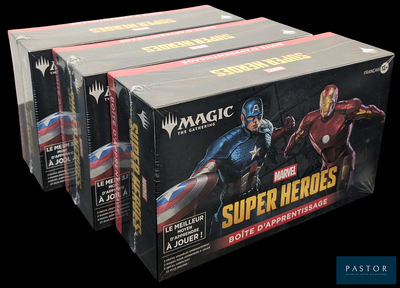 trois boîtes de super-héros Marvel avec Captain America et Iron Man