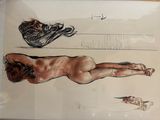a drawing of a naked woman laying on the floor