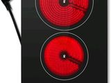 une photo d'une plaque de cuisson électrique noire et rouge à deux feux