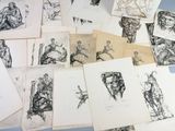 a lot of drawings that are on the table