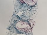 a drawing of a woman holding a baby in her arms