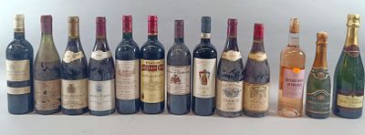 many bottles of wine lined up on a table