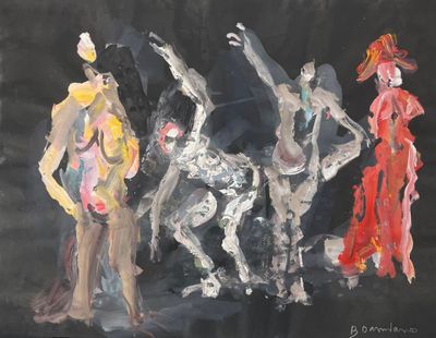 Bernard DAMIANO (1926-2000) Personnages Gouache sur papier S…